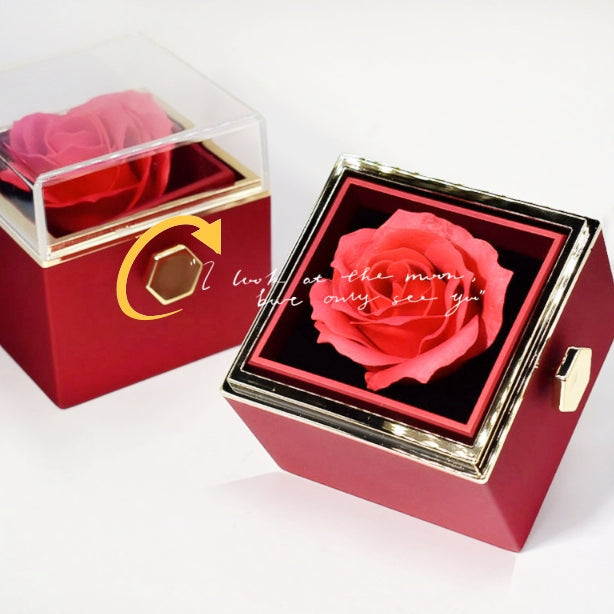 Caja de regalo con forma de rosa y jabón giratorio, caja de embalaje creativa para joyas con forma de rosa, regalo de San Valentín para mujer