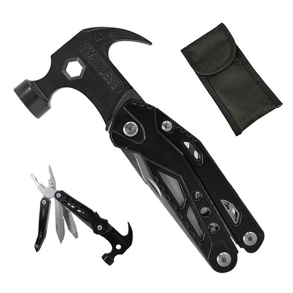 Portable Pocket Claw Hammer Multitool Stainless Steel Knife Plier Tool Nylon Sheath Outdoor Survival Camping Hiking