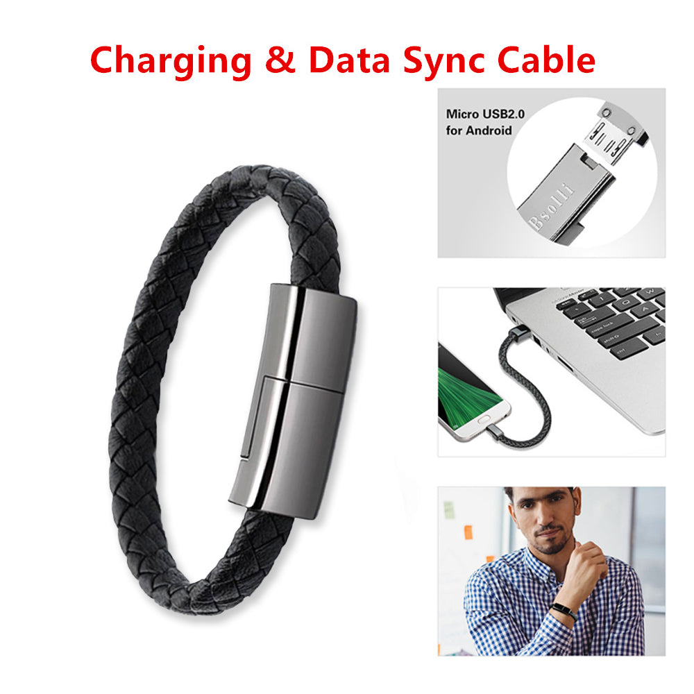 Bracelet USB Charging Cable for iPhone, USB-C & Micro