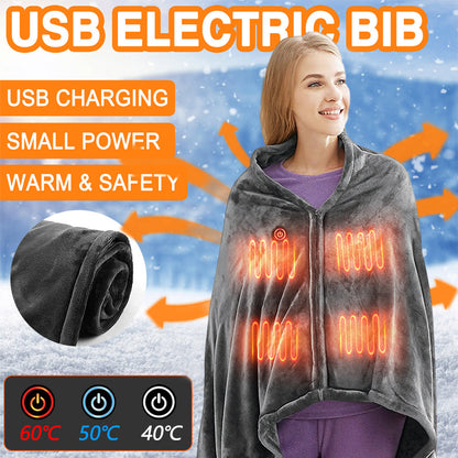 USB Heated Flannel Blanket: Warm Shawl & Body Warmer