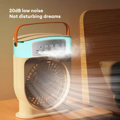 Portable USB Air Conditioner Fan with 7-Color Light and Mist Sprays