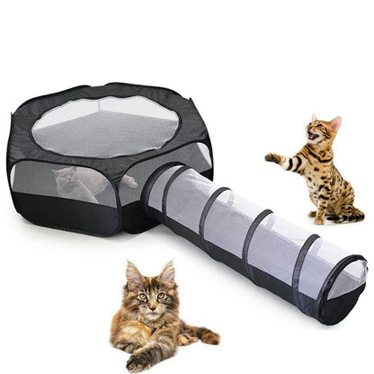 Foldable, Removable Cat Tunnel: Space-Saving & Hair-Resistant Pet Supply