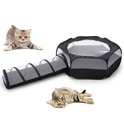 Foldable, Removable Cat Tunnel: Space-Saving & Hair-Resistant Pet Supply