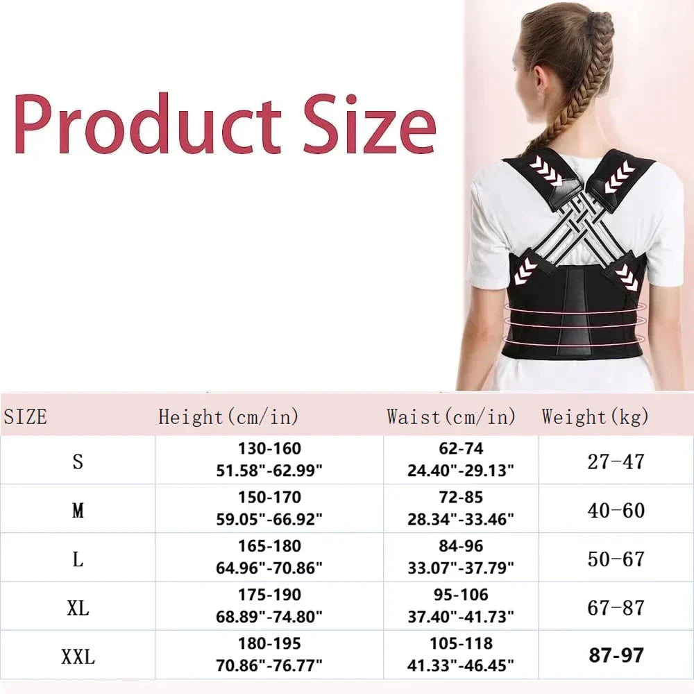 Cinturón corrector de postura ajustable para la espalda, para oficina, hogar, gimnasio, unisex 