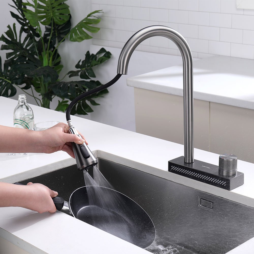 Waterfall & Pull-Down Bifunctional Kitchen Faucet