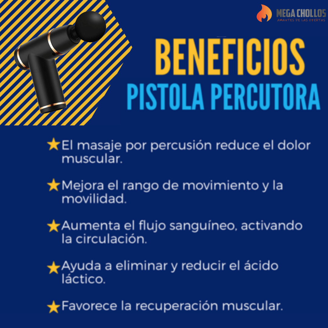 Pistola de Masaje Muscular + 4 cabezales GRATIS