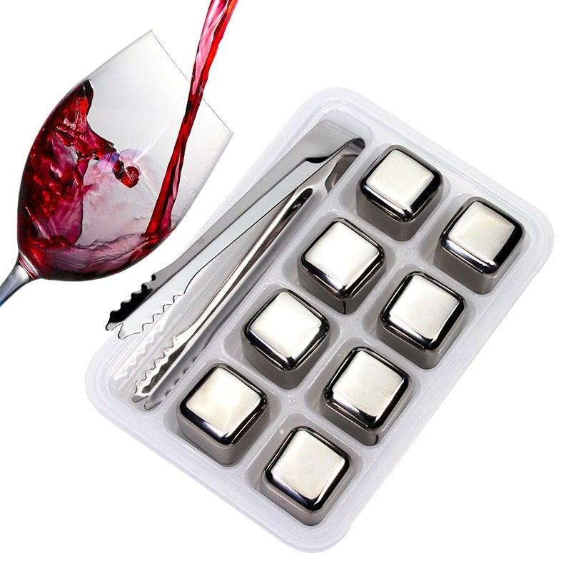 Stainless Steel Ice Cubes - Nova Gadget Store 8 Pack with Tongs