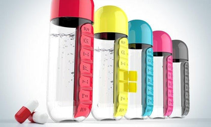 Vitamins Organizer Water Bottle - Nova Gadget Store Yellow