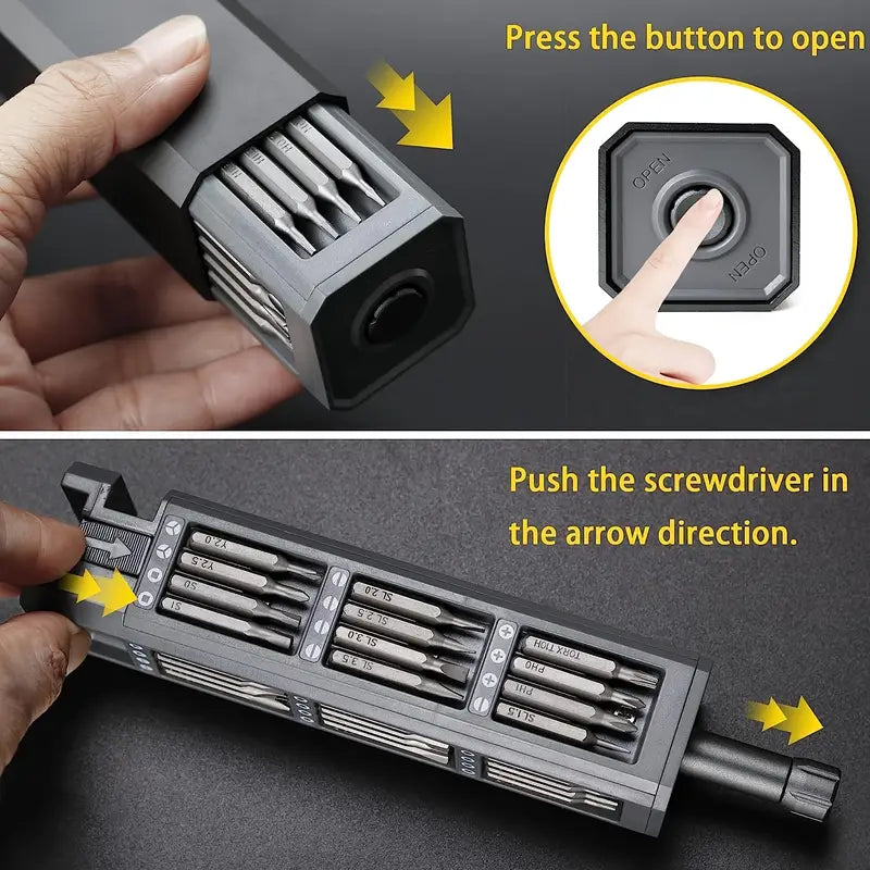 31-in-1 Compact Precision Screwdriver Set with Push Eject